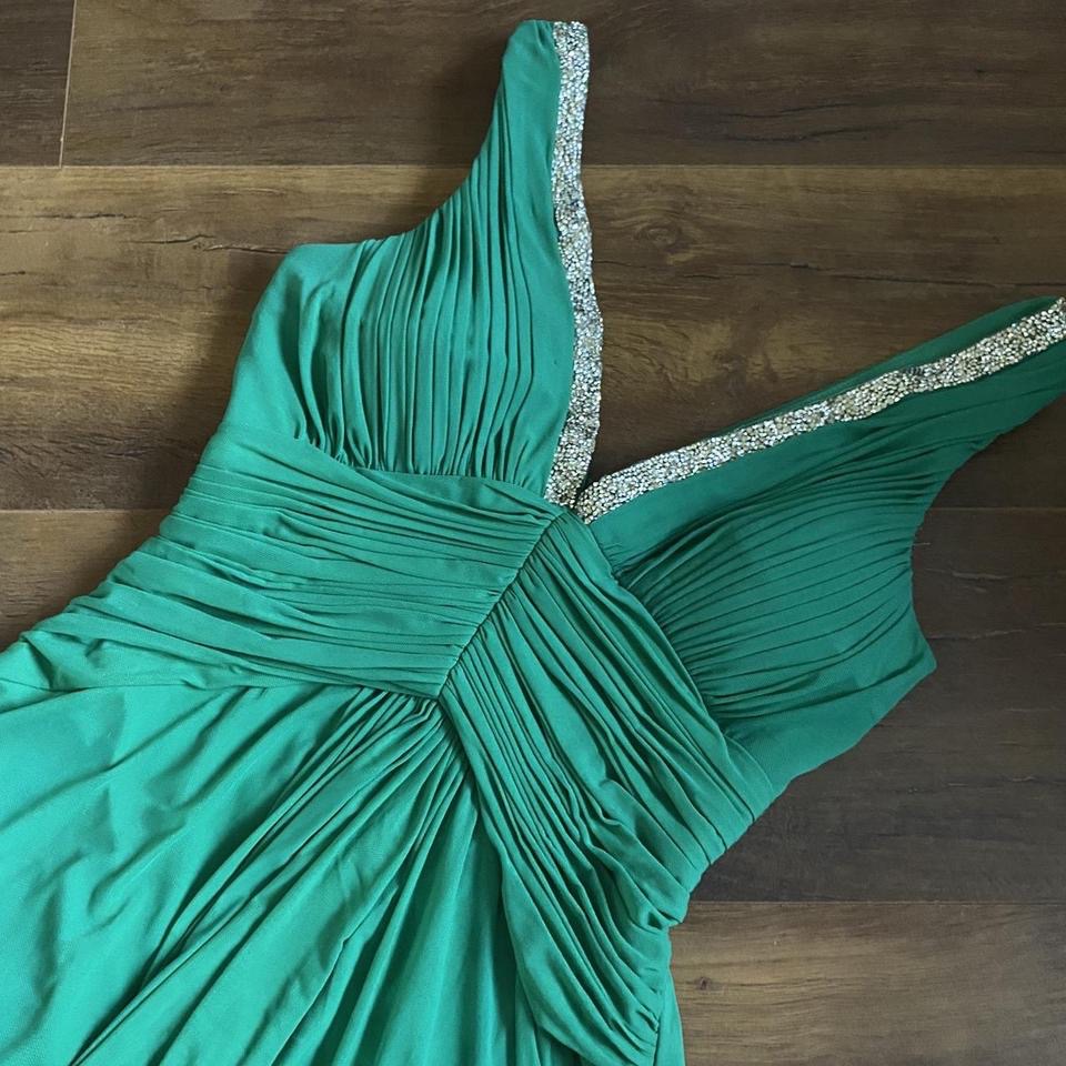 Green stretch beaded evening dress UK 10-12