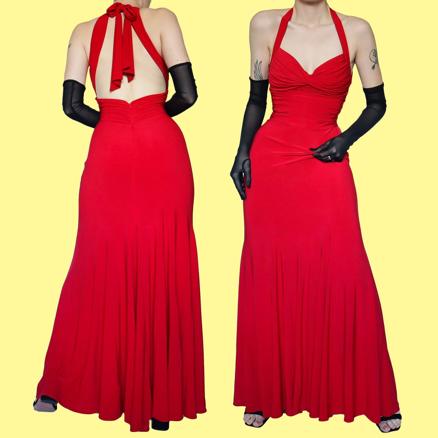 Red stretch evening dress UK XS