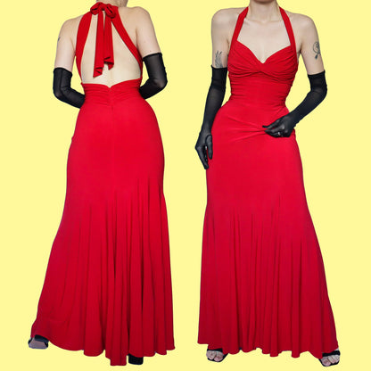 Red stretch evening dress UK XS