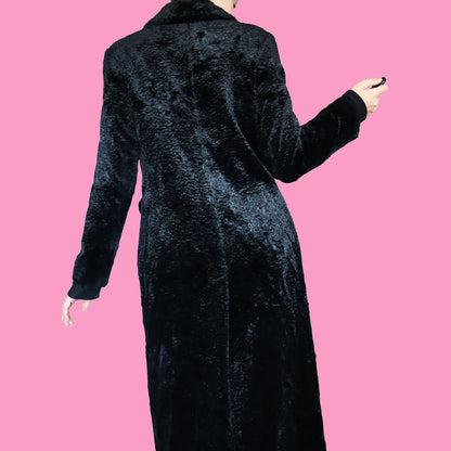 Black faux fur maxi coat UK S