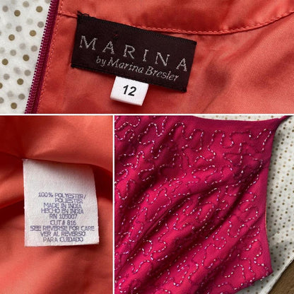 Fuchsia pink Marina beaded evening dress UK 12-14