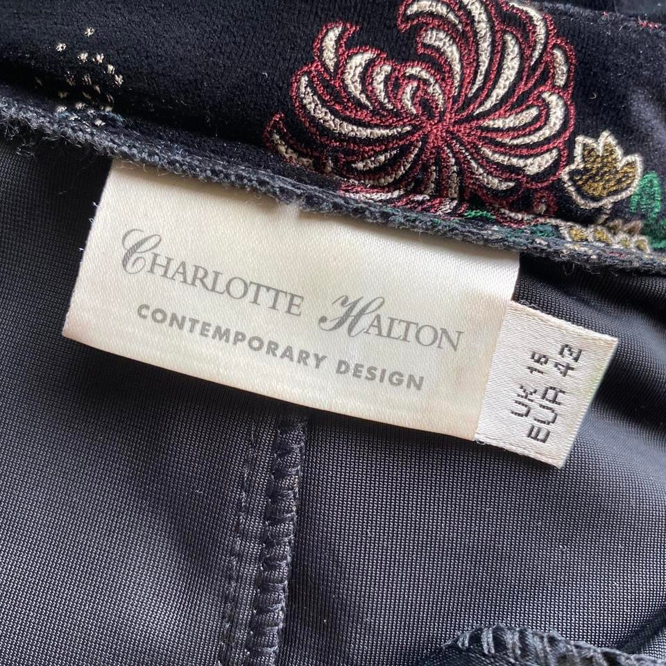 Charlotte Halton black velvet stretch evening dress uk 10 & 16 available