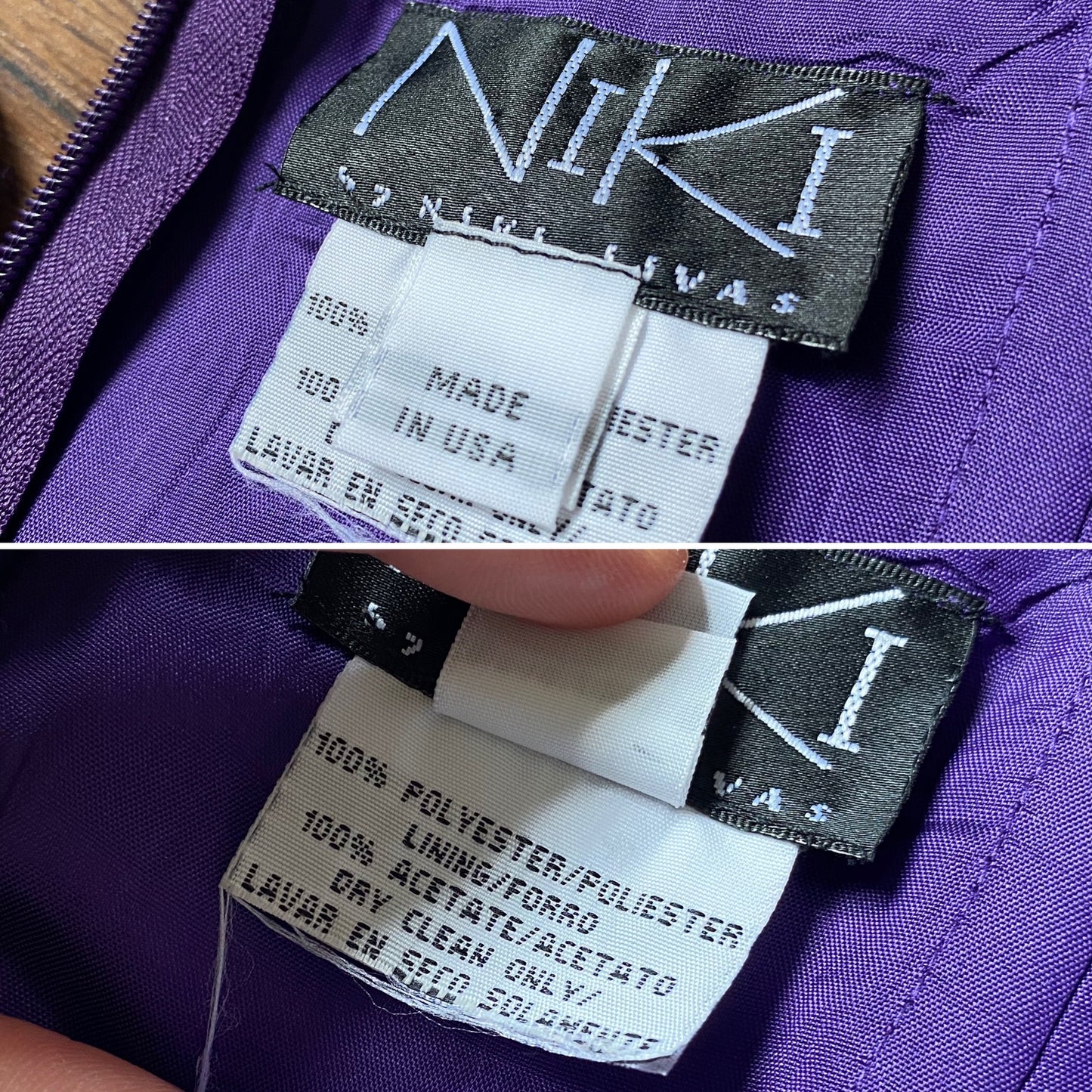 Niki Livas purple strapless layered evening dress uk 12