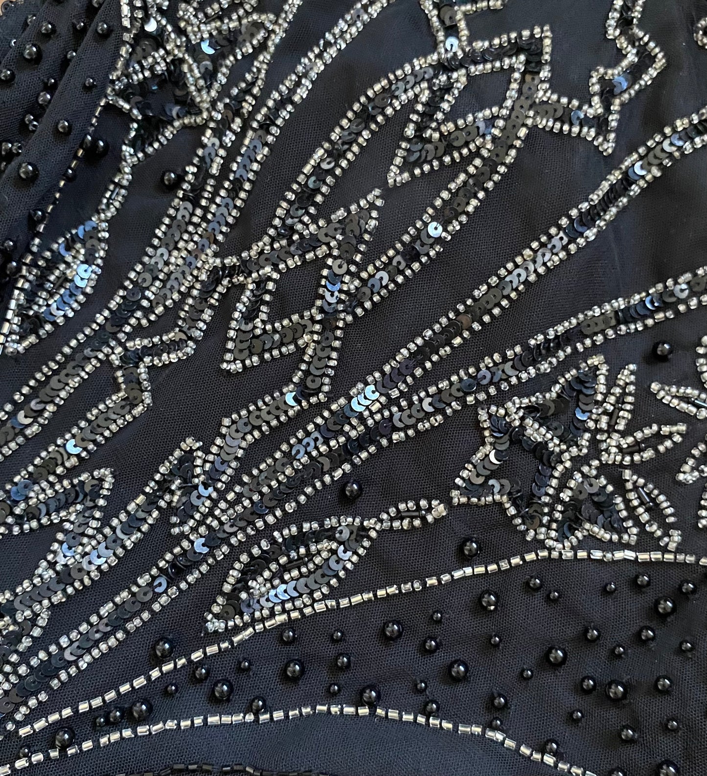 Black beaded Kaleidoscope evening gown UK 10