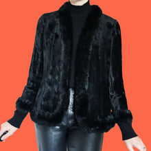 Load image into Gallery viewer, Black faux fur jacket UK M
