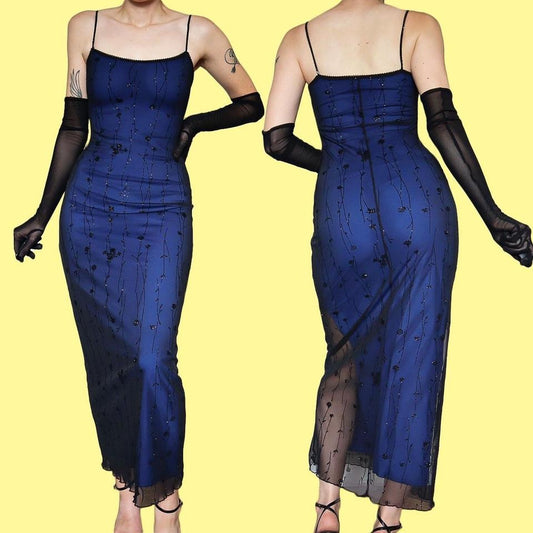 West One blue glitter stretch bodycon dress UK 10