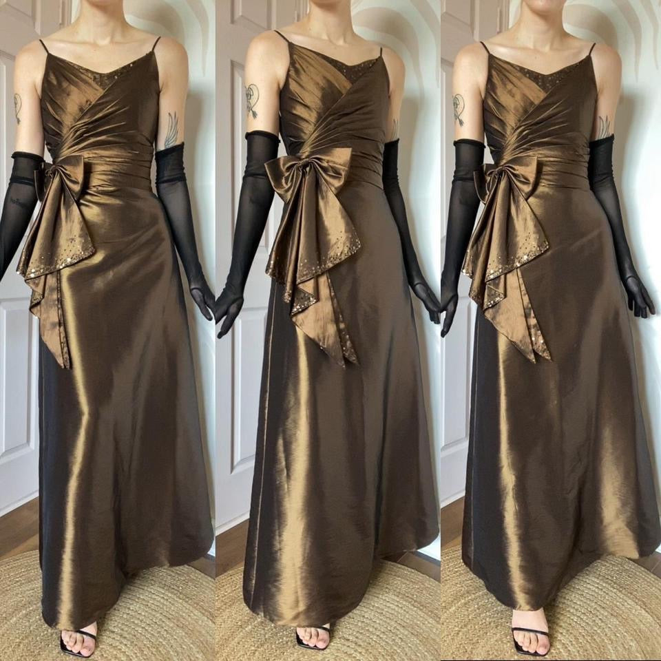 Veromia brown satin a-line gown UK 10