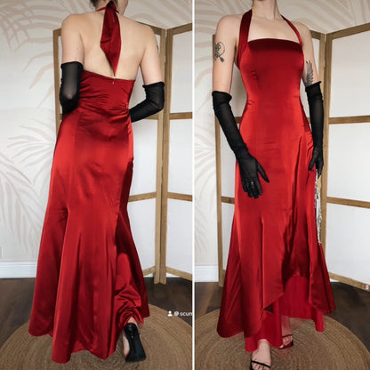 Gina Bacconi red halter neck evening dress uk 14