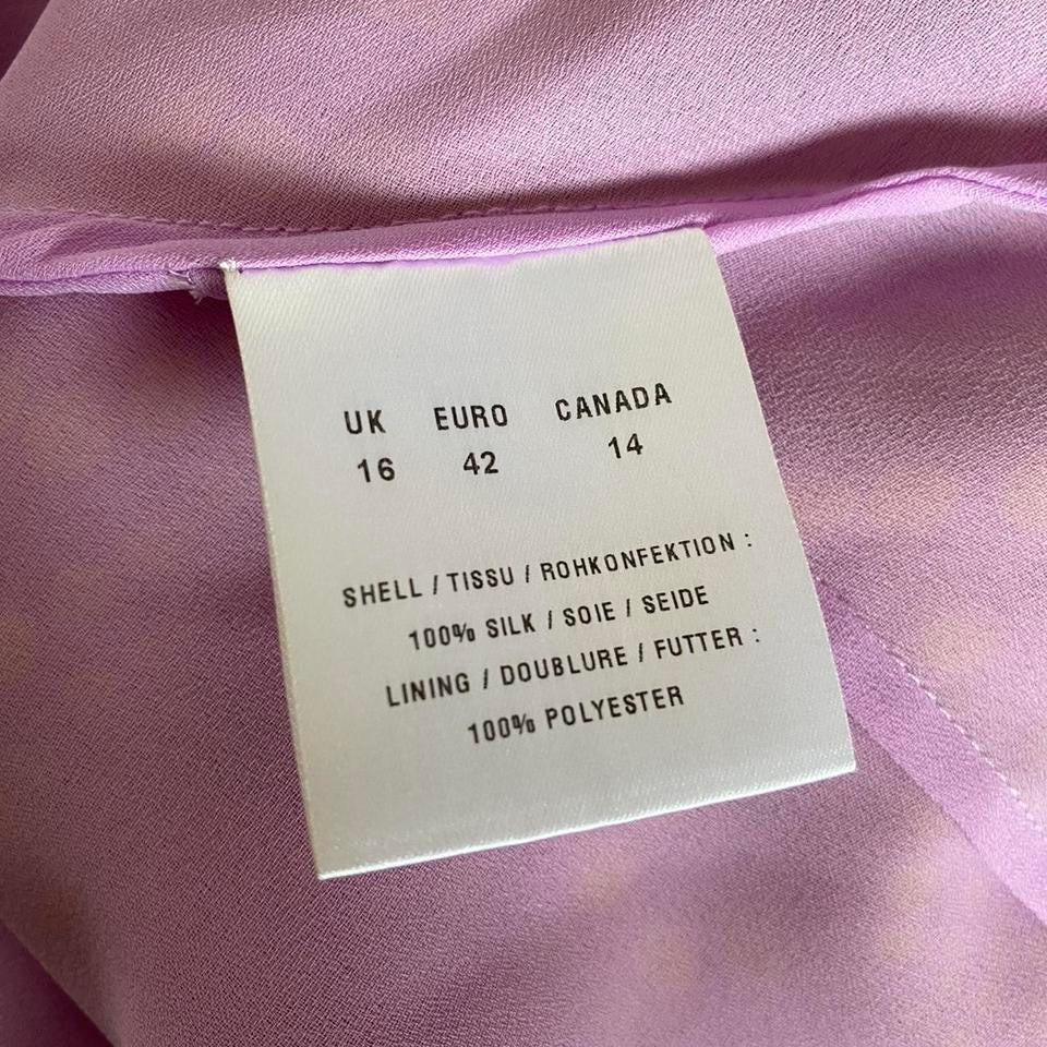 100% silk Planet lilac dotty evening dress UK 16