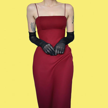 Burgundy open back evening dress UK 10