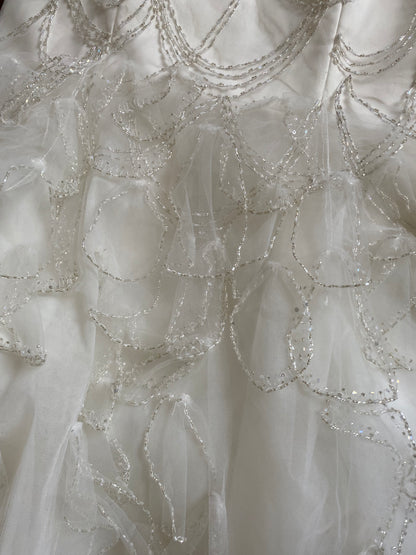 Veromia Couture ivory fishtail beaded wedding dress uk 12