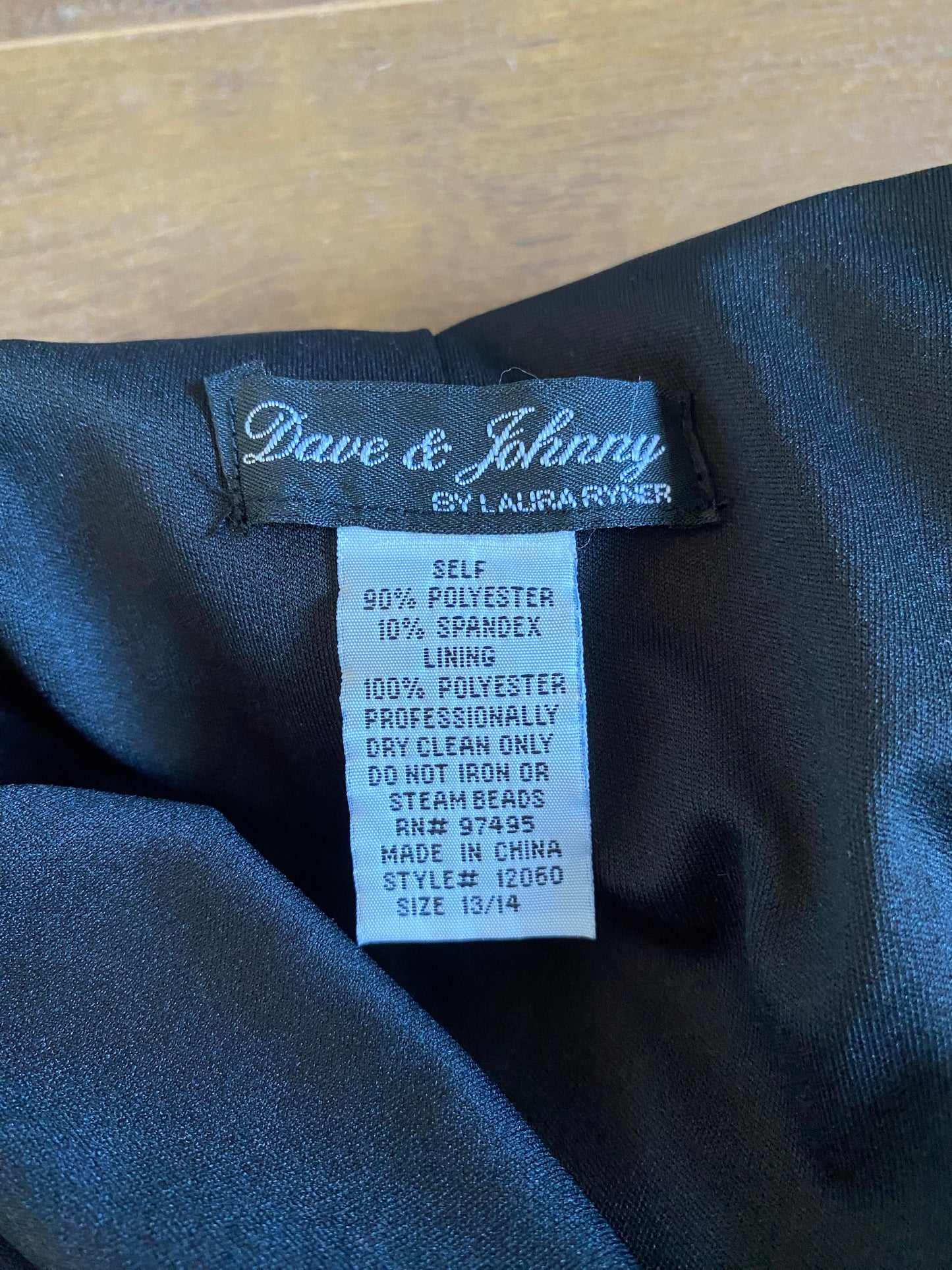 Dave & Johnny black low back velvet evening dress UK 14