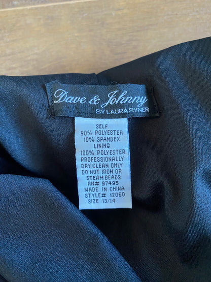 Dave & Johnny black low back velvet evening dress UK 14