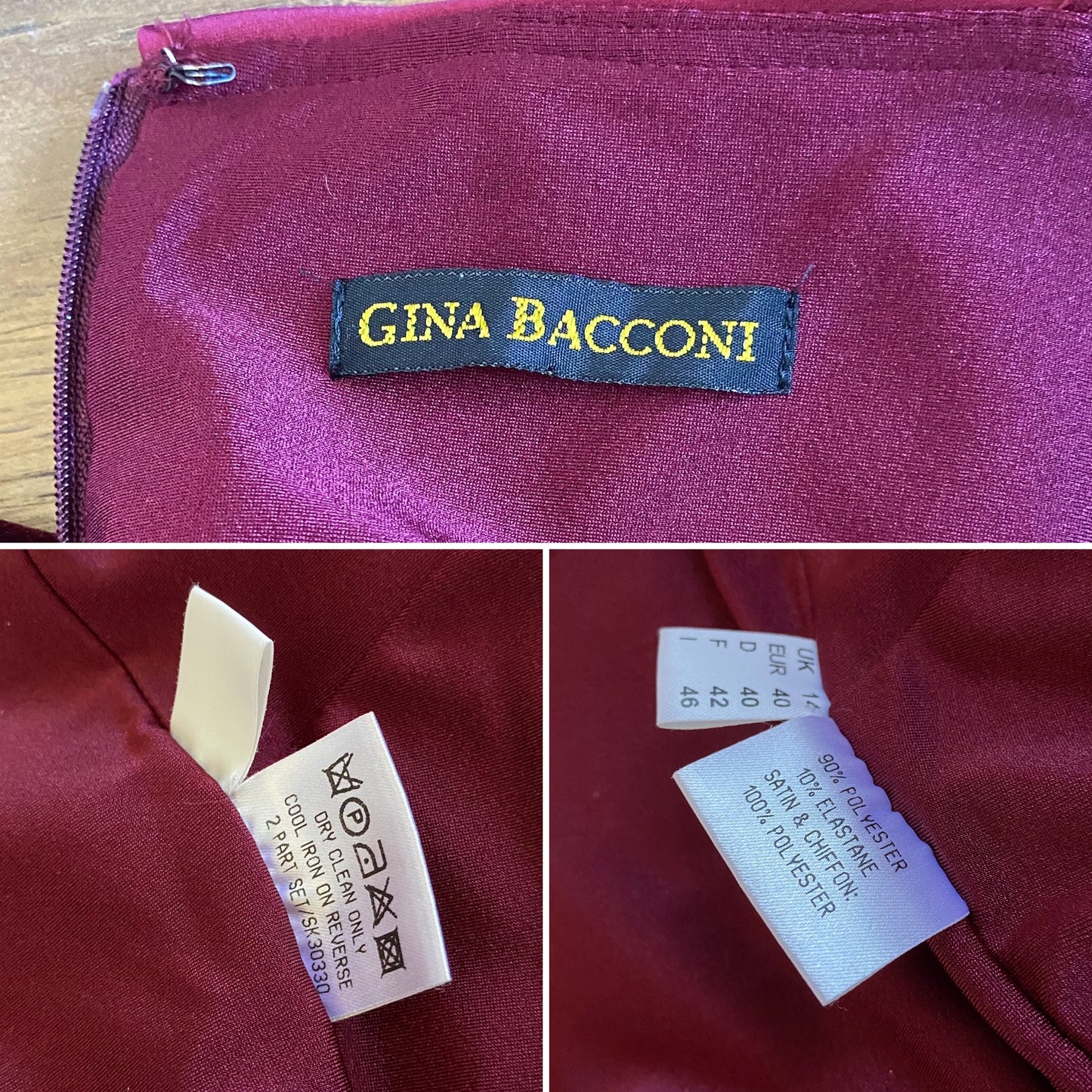 Gina Bacconi red velvet stretch evening dress uk 12