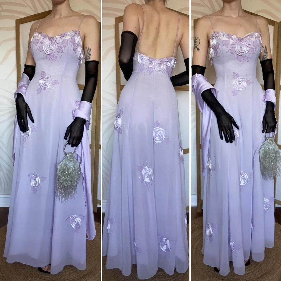 Christine Elizabeth lilac evening dress & shawl UK 12