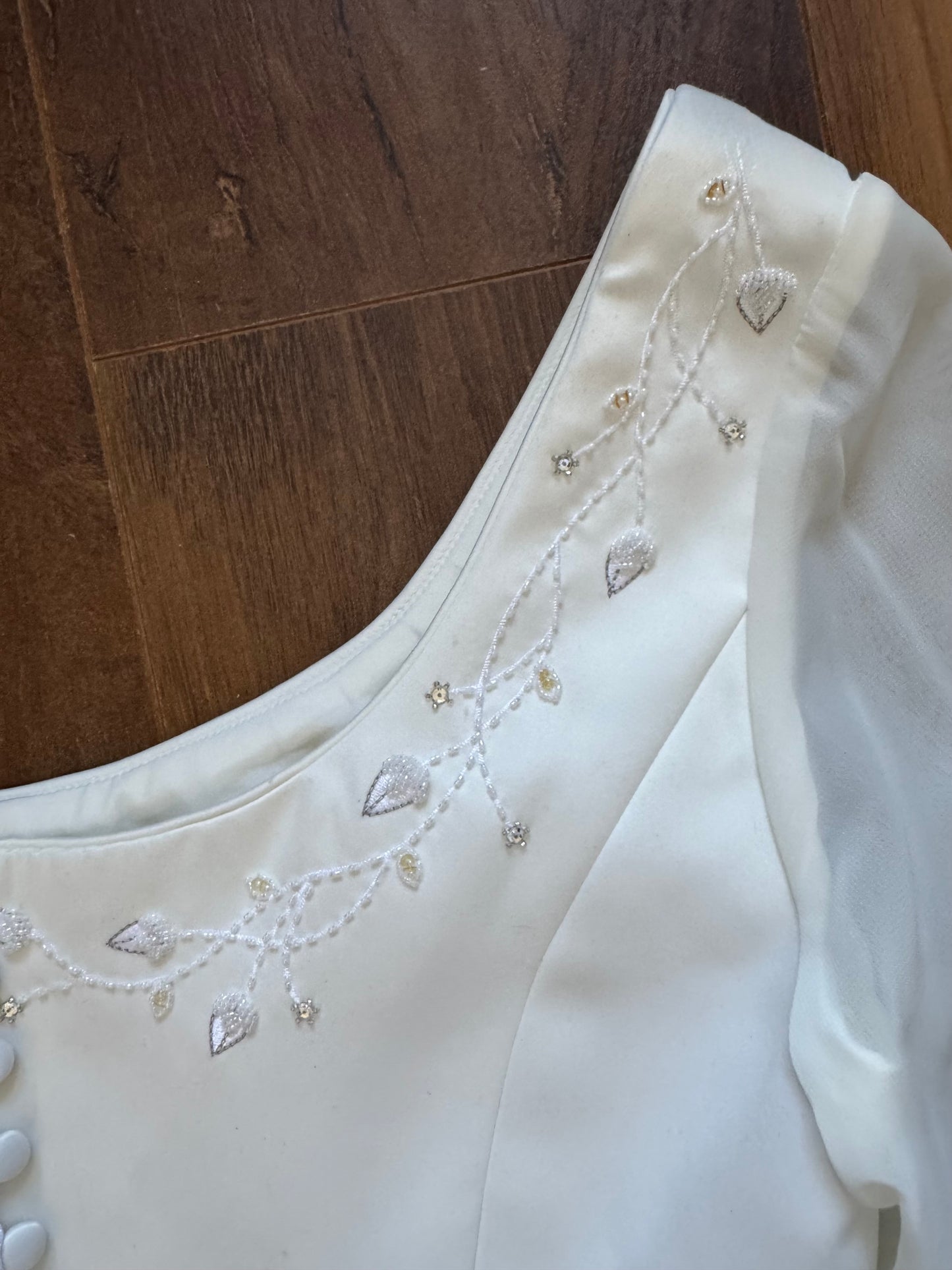 Ivory long sleeve ethereal wedding dress uk 16