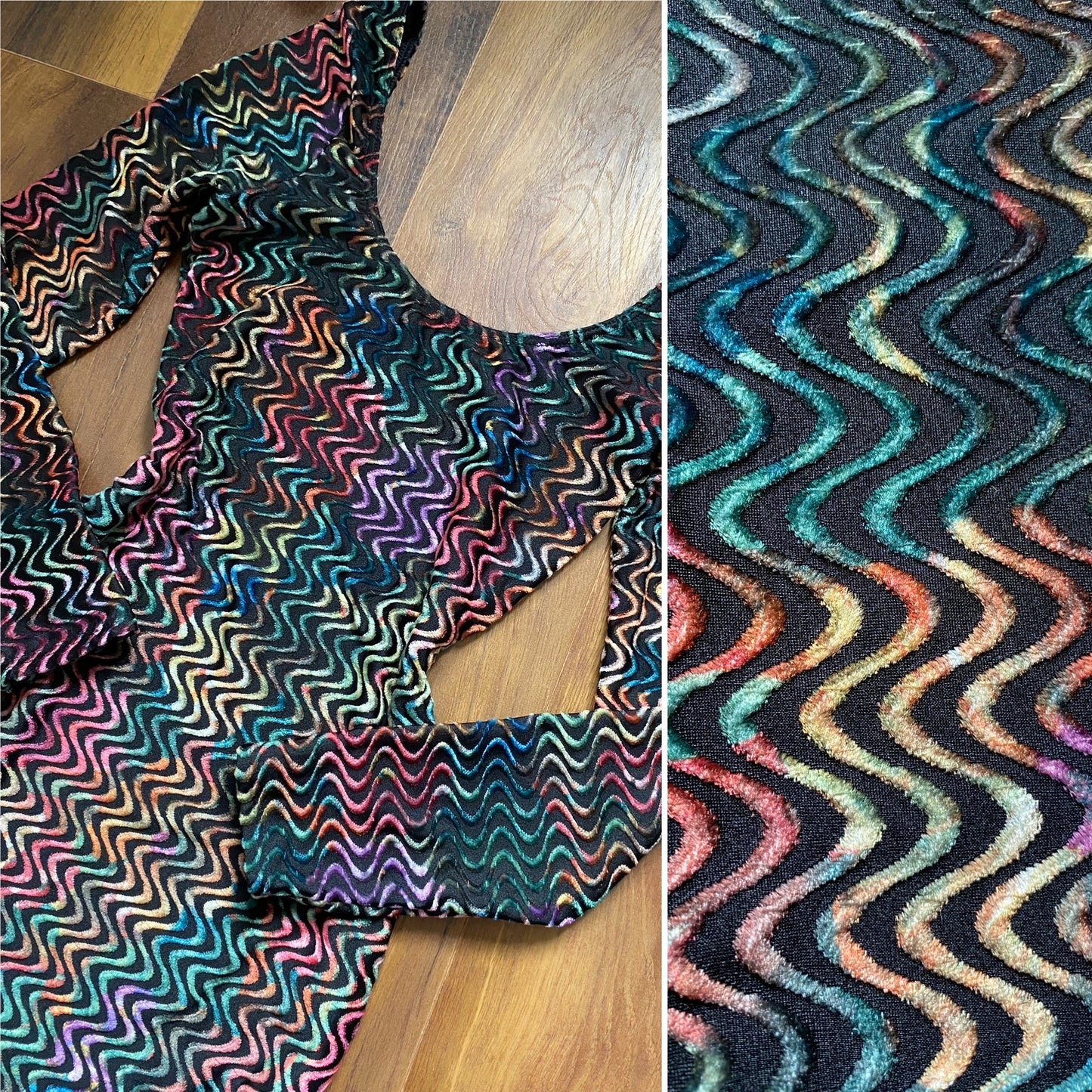 Colourful velvet long sleeve bodycon dress uk S/8-10