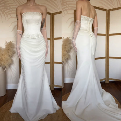 Ivory strapless Sincerity Bridal wedding dress uk 12