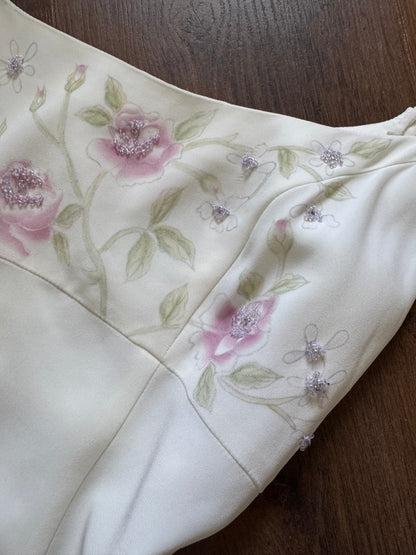 Elegant ivory wedding dress & shawl uk 10-12
