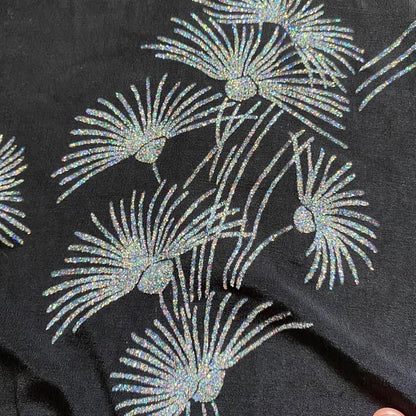 Black Glitter Short Sleeve Mini Dress UK 10