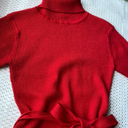Images red high neck knit mini dress UK 8-10/S