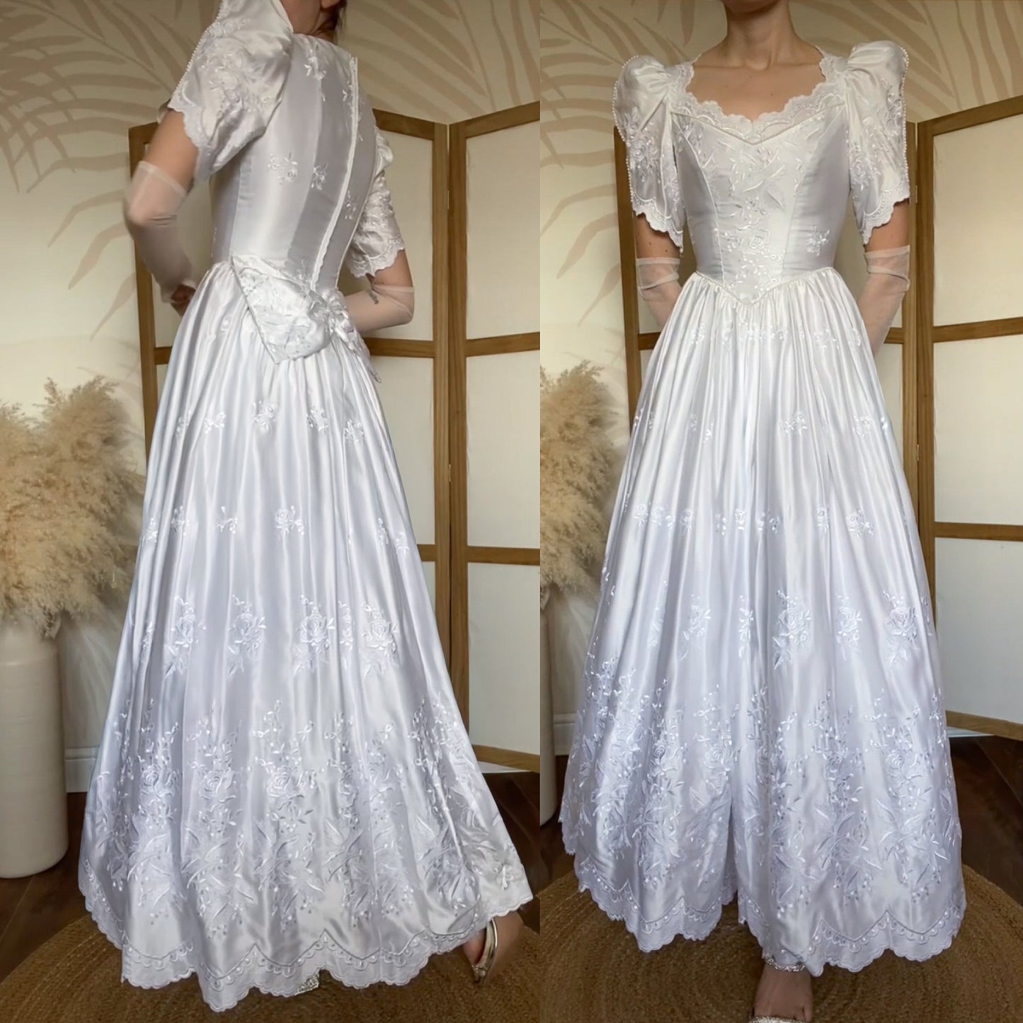 White Joel Peters 80s lace wedding dress uk 8-10