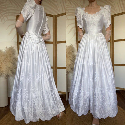 White Joel Peters 80s lace wedding dress uk 8-10