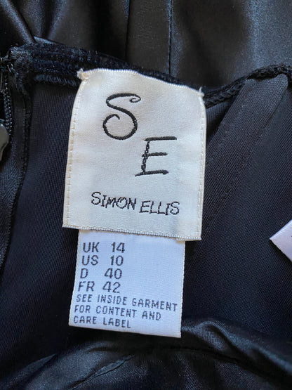 Simon Ellis vintage black velvet evening gown UK 12-14