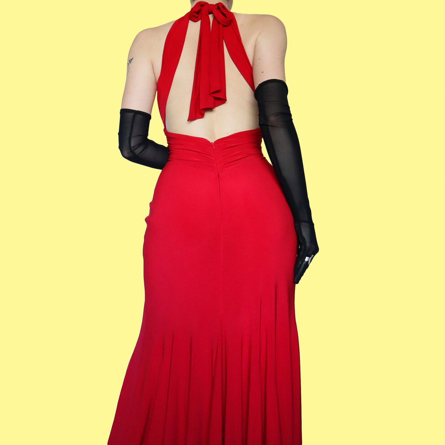 Red stretch evening dress UK XS