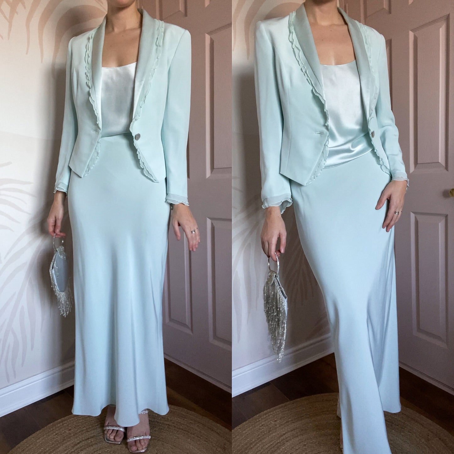 Baby blue Dusk 3 piece evening suit UK 10