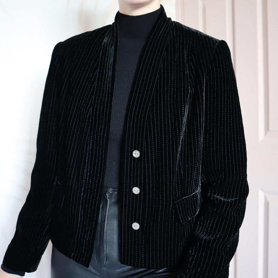 Laura Ashley pinstripe velvet jacket UK M