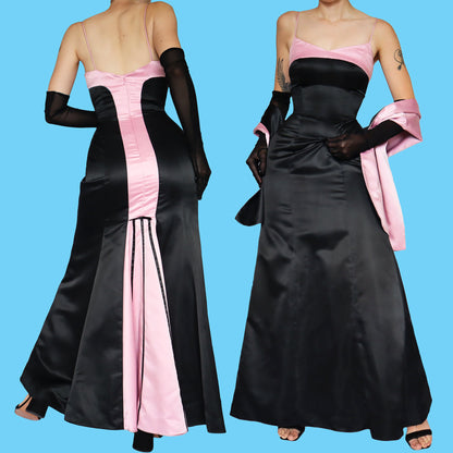 Dave & Johnny black & pink evening dress & shawl UK 10