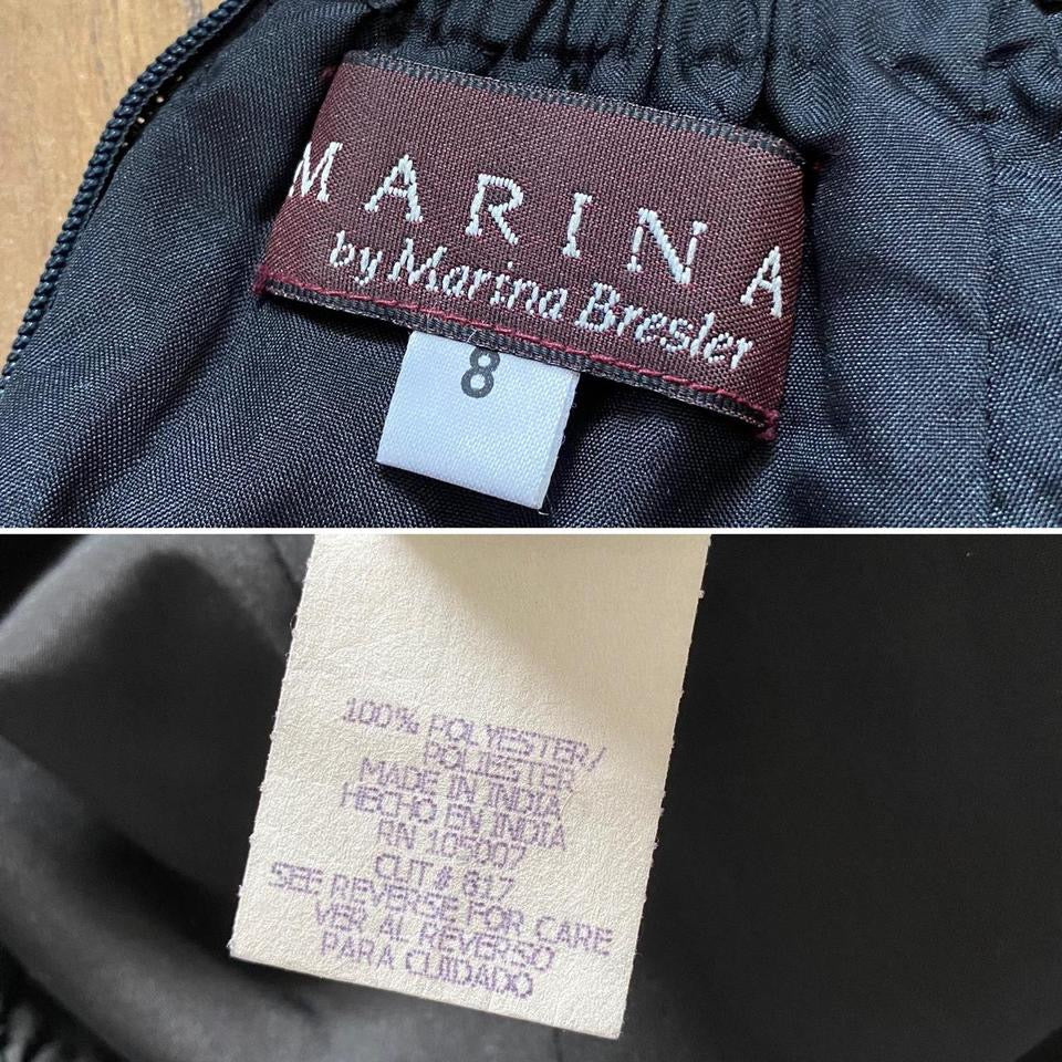 Marina black beaded open back evening dress uk 8