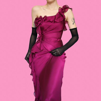 Pink one shoulder evening dress UK 10 & UK 12 available