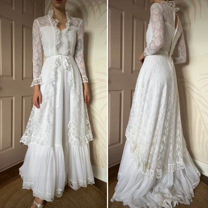 White lace long sleeve wedding dress UK 8