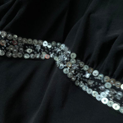 Black stretch open back evening gown UK 12-14