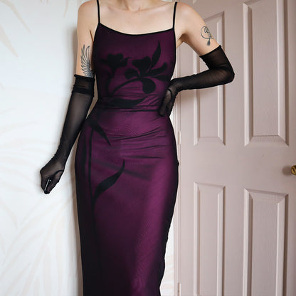 After Six purple stretch evening gown UK 10