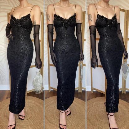 Bernshaw black lace stretch evening dress UK 8