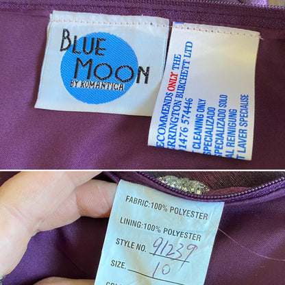 Blue Moon shimmery purple beaded dress uk 10