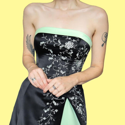 Green & Black Morgan & Co Strapless A-line Prom Gown UK 10-12