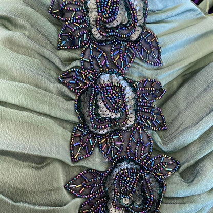 Green Charas Strapless Lace Up Midi Dress UK 10