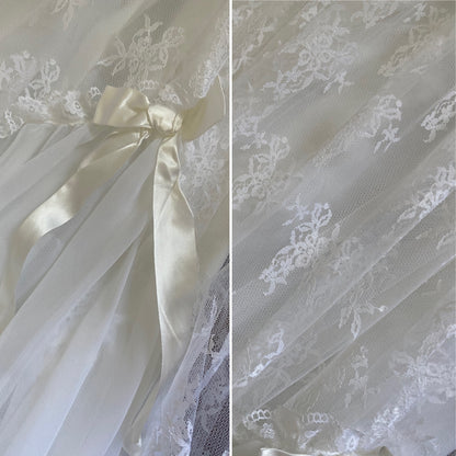 White lace long sleeve 70s wedding dress uk 10