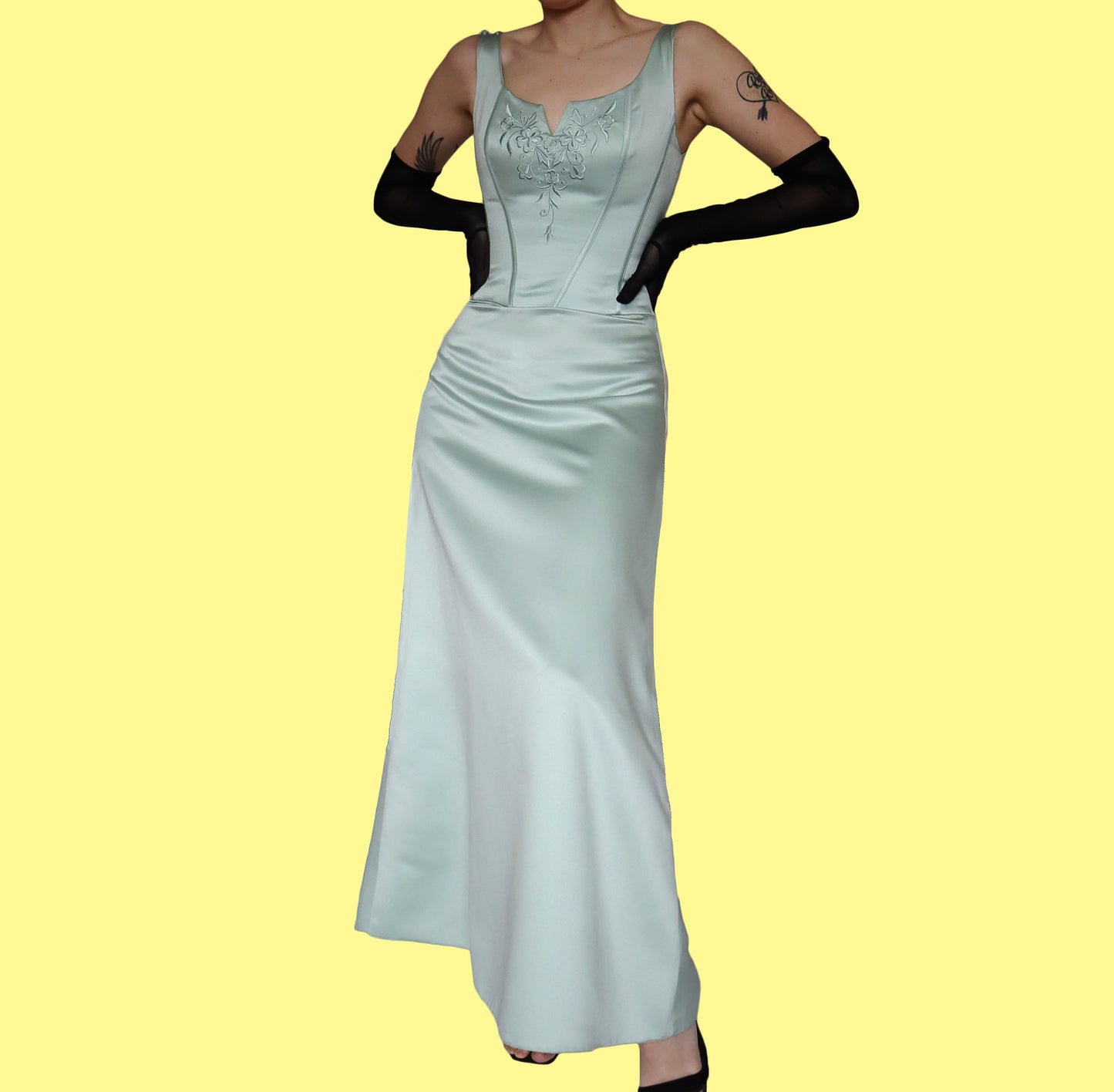 Light green a-line evening gown UK 8-10