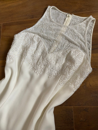Ivory 2-piece dress & sheer jacket wedding set uk 8