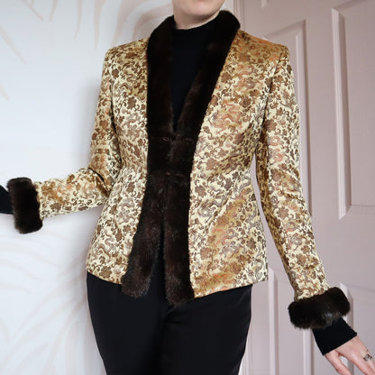 Gold vintage Patsy Seddon smoker jacket UK 8-12