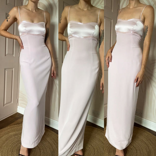 John Charles baby pink fitted evening dress UK 12