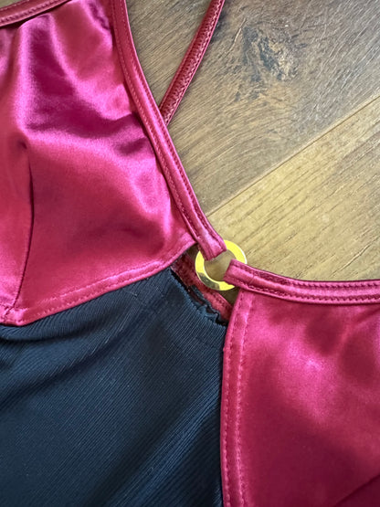 Black & pink stretch bodycon dress uk 10