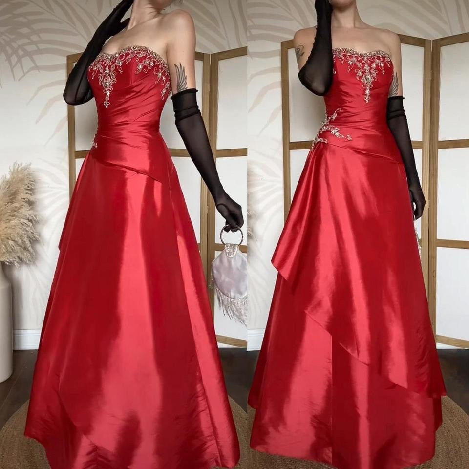Strapless a-line beaded prom gown uk 12