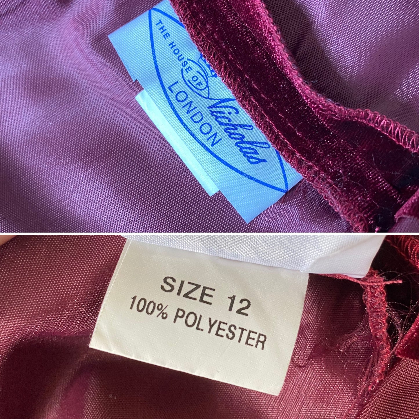House of Nicholas red velvet dress uk 10