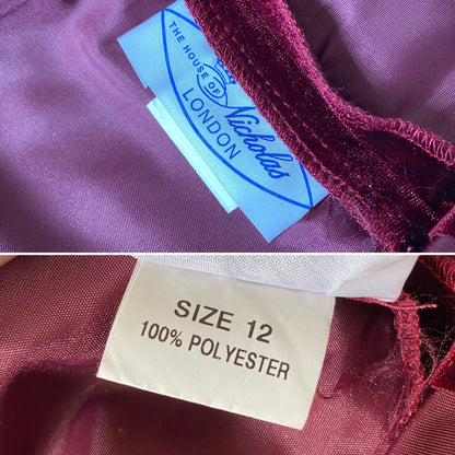 House of Nicholas red velvet dress uk 10